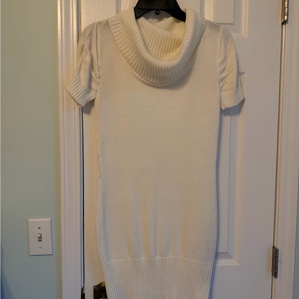 BCX Elegant White Cowl Neck Sweater Dress Size Small